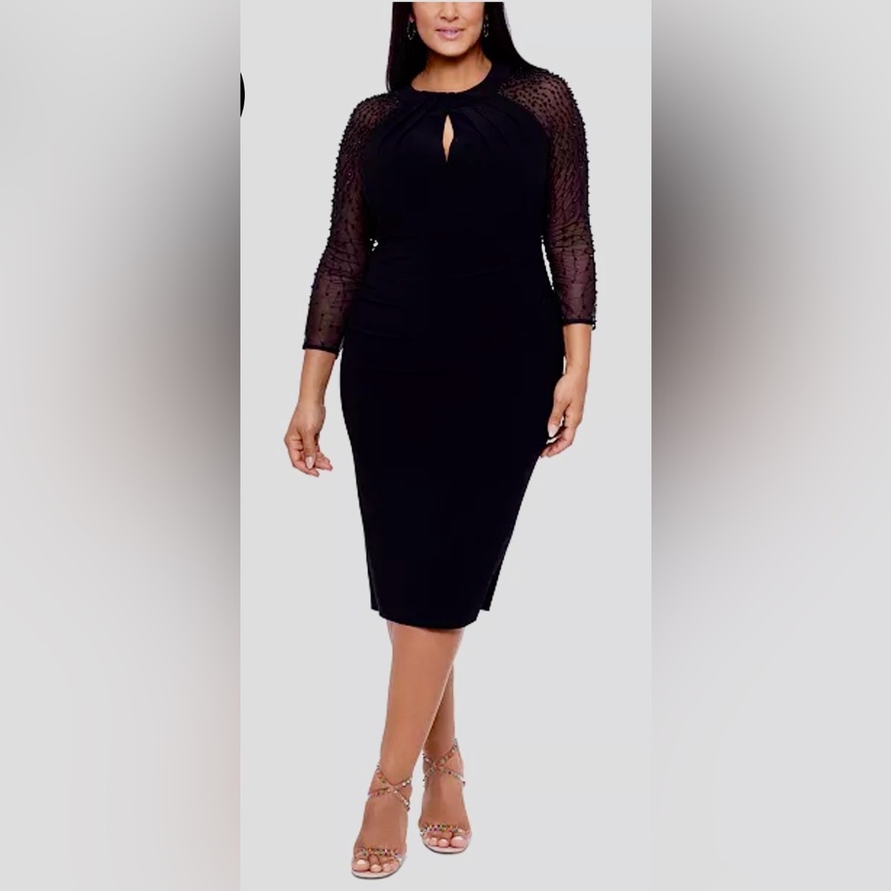 Plus Size Embellished-Sleeve Bodycon Dress Size16w but it fits a size 14 W